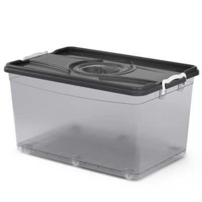 Контейнер для хранения 50л прямоугольный с защелками на колесиках (уп.5)