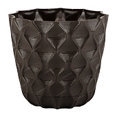 Горшок Wave 0,65л D115мм Горький шоколад с дренажной сеткой c поддоном (уп.12)