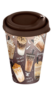 Стакан 420мл с крышкой Кофейная пауза (уп.24)