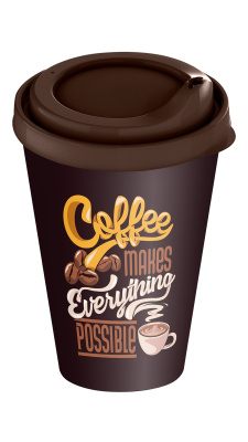 Стакан 420мл с крышкой Кофейная пауза (уп.24)