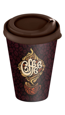 Стакан 420мл с крышкой Кофейная пауза (уп.24)