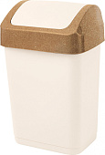 Контейнер для мусора 12л Wood с крышкой-маятником, сливочный/бук (уп.7)