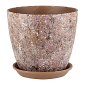 Горшок Бутон Яшма бежевый 5,4л 21см с поддоном (уп.2)