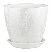 Горшок Бутон шелк белый 2л 15см с поддоном (уп.6)