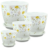 Горшок Бутон Ситец 2л 15см с поддоном (уп.6)