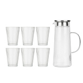 Набор для напитков: кувшин 1,3л+6 стаканов 200мл, стекло, нерж.сталь