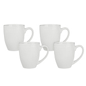 Набор из 4-х кружек 380мл белый рельеф, фарфор