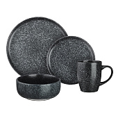 Набор столовой посуды 16пр керамика, черный