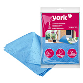 Салфетка из вискозы YORK Премиум 35х50см сверхвлаговпитывающая 3шт (уп.60)