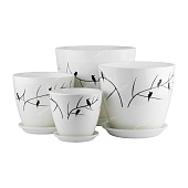Набор горшков Бутон птицы белый из 4-х 0,9\1,7\3,2\5л (уп.2)