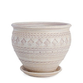 Горшок Чугунок Кружева капучино 2,6л d21h17см с поддоном, гончарка