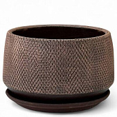 Горшок Плошка Лен венге 2,2л d17см с поддоном, гончарка