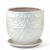 Горшок Бутон Роза белый 4л d20см с поддоном, гончарка