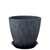 Горшок Бутон Шелк графит 0,9л d12см с поддоном(уп.6)