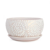 Горшок Плошка Астра бел/жемч. 1,8л d18см с поддоном, гончарка