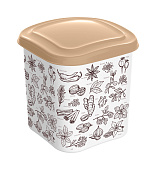 Емкость для сыпучих продуктов 1,1л с декором, бежевый (уп.16)