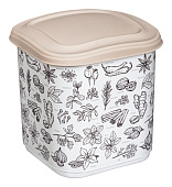 Емкость для сыпучих продуктов 1,8л с декором, бежевый (уп. 12)