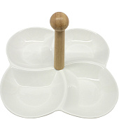 Менажница 4-секционная 20*20 керамика с ручкой, микс (уп.48)