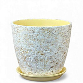 Горшок Бутон Яшма белый 2л 15см с поддоном (уп.6)