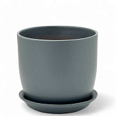 Горшок Верона Глянец мат/серый темный d11 h10см с поддоном (уп.6)