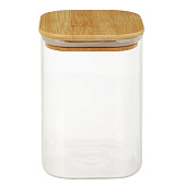 Банка для хранения ЭКО Вуд 1л 14,5х10х10см стекло, бамбук