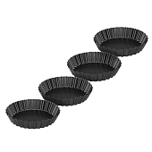 Форма для выпечки 10,5х2см Тарталетка набор 4шт. угл.сталь, антипригарное покрытие