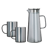 Набор для напитков Графит: кувшин 1,8л, кружки 2шт*200мл, стекло, нержавеющая сталь