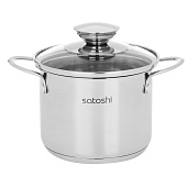 Кастрюля 1л Мини 12х9см со стеклянной крышкой, индукция