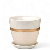 Горшок Бутон Поталь эстет золото/белый 0,9л 12см с поддоном (уп.6)