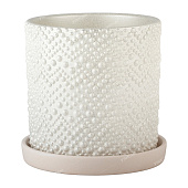 Горшок Цилиндр Бисер 1,82л d15 белый с поддоном (уп.8)