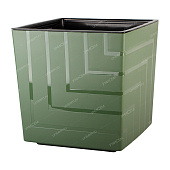 Горшок КВАДРО 23,4л d30 h30 НЕФРИТ с вкладкой (уп.2)