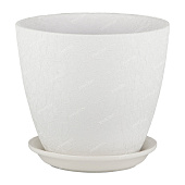 Горшок Бутон Винил белый 0,9л d12см h12см с поддоном (уп.6)