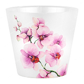 Горшок для орхидей 1,6л d160 белый перламутр с декором с дренажной вставкой (уп.16)