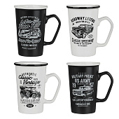 Кружка 410мл Ретро, фарфор, 4 дизайна (уп.48)