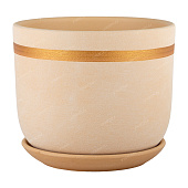 Горшок Бук Замша 1,6л d15 золото бежевый с поддоном (уп.9)