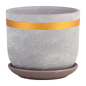 Горшок Бук Замша 0,8л d12 золото сиреневый с поддоном (уп.16)