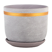 Горшок Бук Замша 1,6л d15 золото сиреневый с поддоном (уп.9)