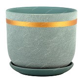 Горшок Бук Замша 1,6л d15 золото бирюзовый с поддоном (уп.9)