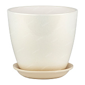 Горшок Бутон Глянец жемчуг 0,9л 12см с поддоном (уп.6)