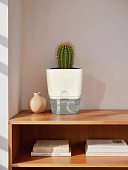 Горшок Квадрат Аквадуэт 1,5л 11,5*11,5 белый с фитильным поливом