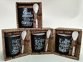 Кружка 340мл с ложкой Бочка Кофейное созвездие MIX (уп.36)