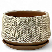 Горшок Плошка Лён бежевый 2,2л d17 h13см с поддоном, гончарка (уп.1)