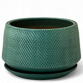 Горшок Плошка Лён эвкалипт 2,2л d17 h13см с поддоном, гончарка (уп.1)