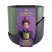 Кашпо Лаура 1,6л Тёплая хвоя/Антрацит, встроенный фитиль (уп.12)