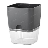 Горшок Аквадуэт квадрат 1,5л 11,5*11,5 антрацит с фитильным поливом (уп.18)