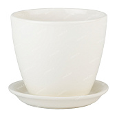 Горшок Бутон Глянец белый 0,6л 10см с поддоном (уп.10)