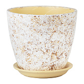 Горшок Бутон Яшма белый 0,9л 12см с поддоном (уп.6)