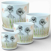 Набор горшков Верона Роспись из 4-х 0,62\1,6\3,2\5,3л (уп.2)